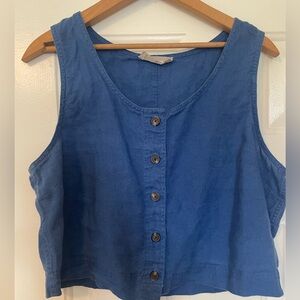 Blue linen tank top